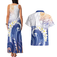 Marshall Islands Manit Day Couples Matching Tank Maxi Dress and Hawaiian Shirt Plumeria and Polynesian Tribal LT9 - Polynesian Pride