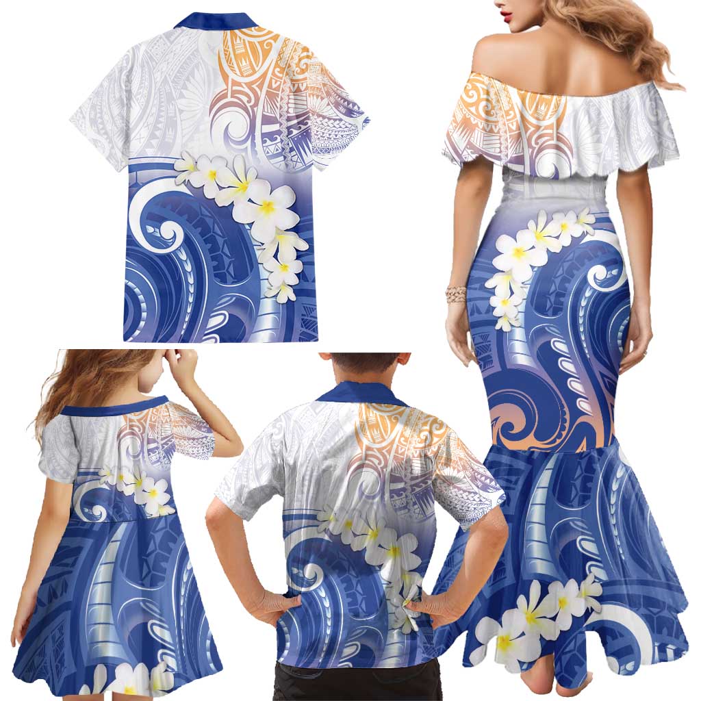 Marshall Islands Manit Day Family Matching Mermaid Dress and Hawaiian Shirt Plumeria and Polynesian Tribal LT9 - Polynesian Pride