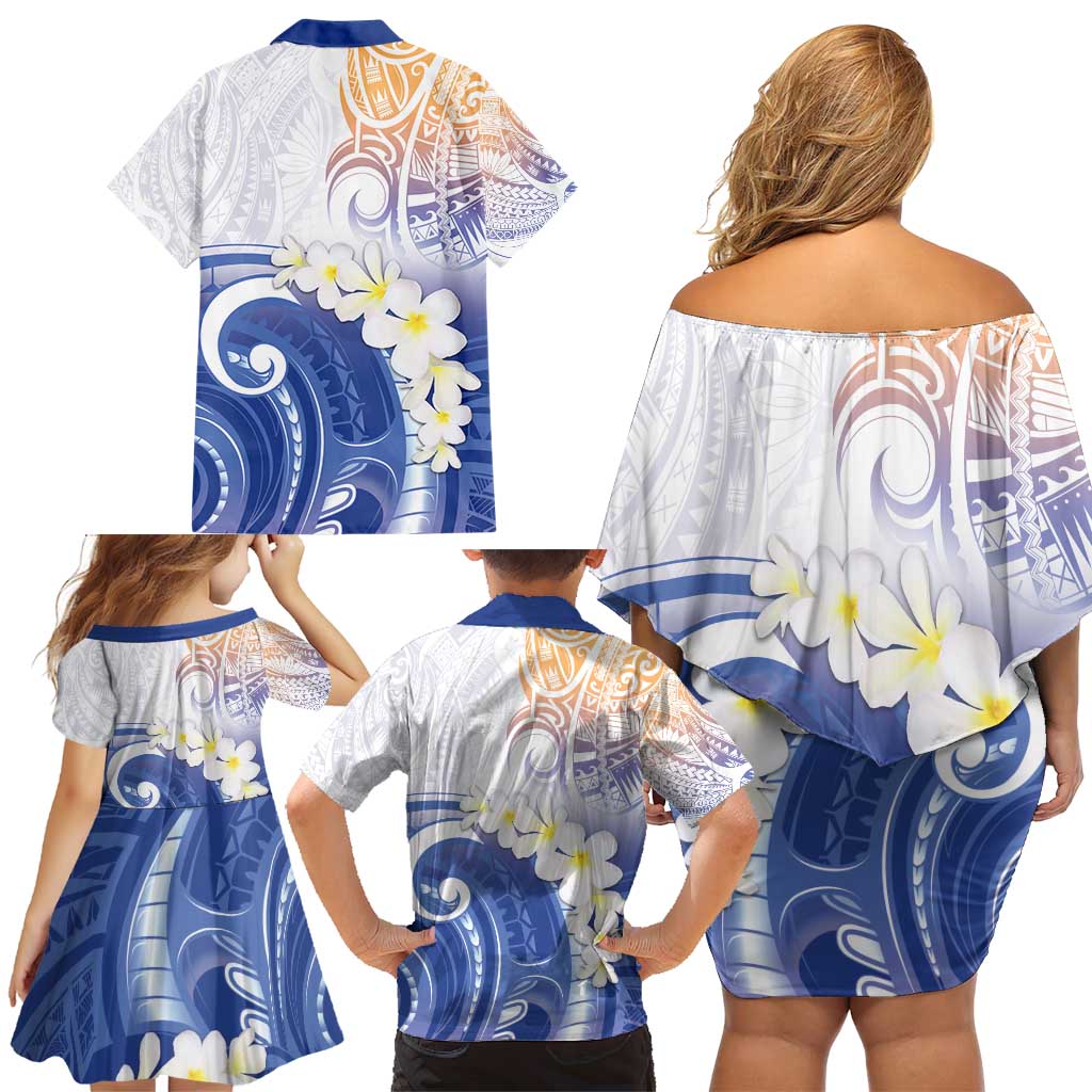 Marshall Islands Manit Day Family Matching Off Shoulder Short Dress and Hawaiian Shirt Plumeria and Polynesian Tribal LT9 - Polynesian Pride