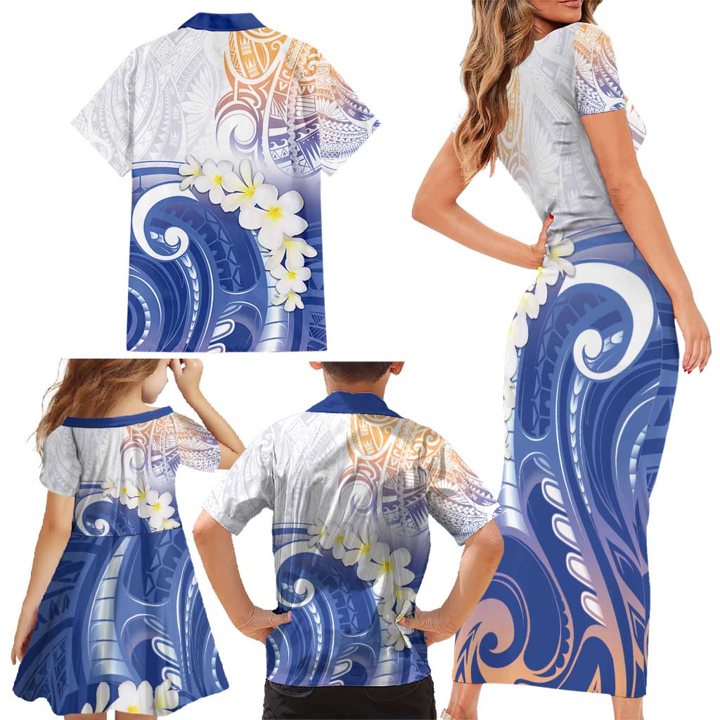 Marshall Islands Manit Day Family Matching Short Sleeve Bodycon Dress and Hawaiian Shirt Plumeria and Polynesian Tribal LT9 - Polynesian Pride