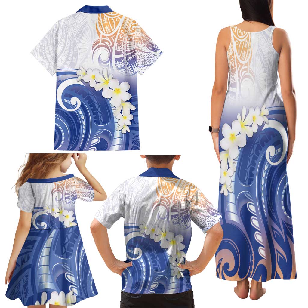 Marshall Islands Manit Day Family Matching Tank Maxi Dress and Hawaiian Shirt Plumeria and Polynesian Tribal LT9 - Polynesian Pride