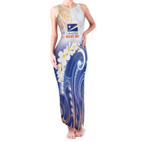 Marshall Islands Manit Day Family Matching Tank Maxi Dress and Hawaiian Shirt Plumeria and Polynesian Tribal LT9 Mom's Dress White - Polynesian Pride