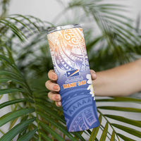 Marshall Islands Manit Day Skinny Tumbler Plumeria and Polynesian Tribal LT9 - Polynesian Pride