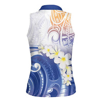 Marshall Islands Manit Day Women Sleeveless Polo Shirt Plumeria and Polynesian Tribal LT9 - Polynesian Pride