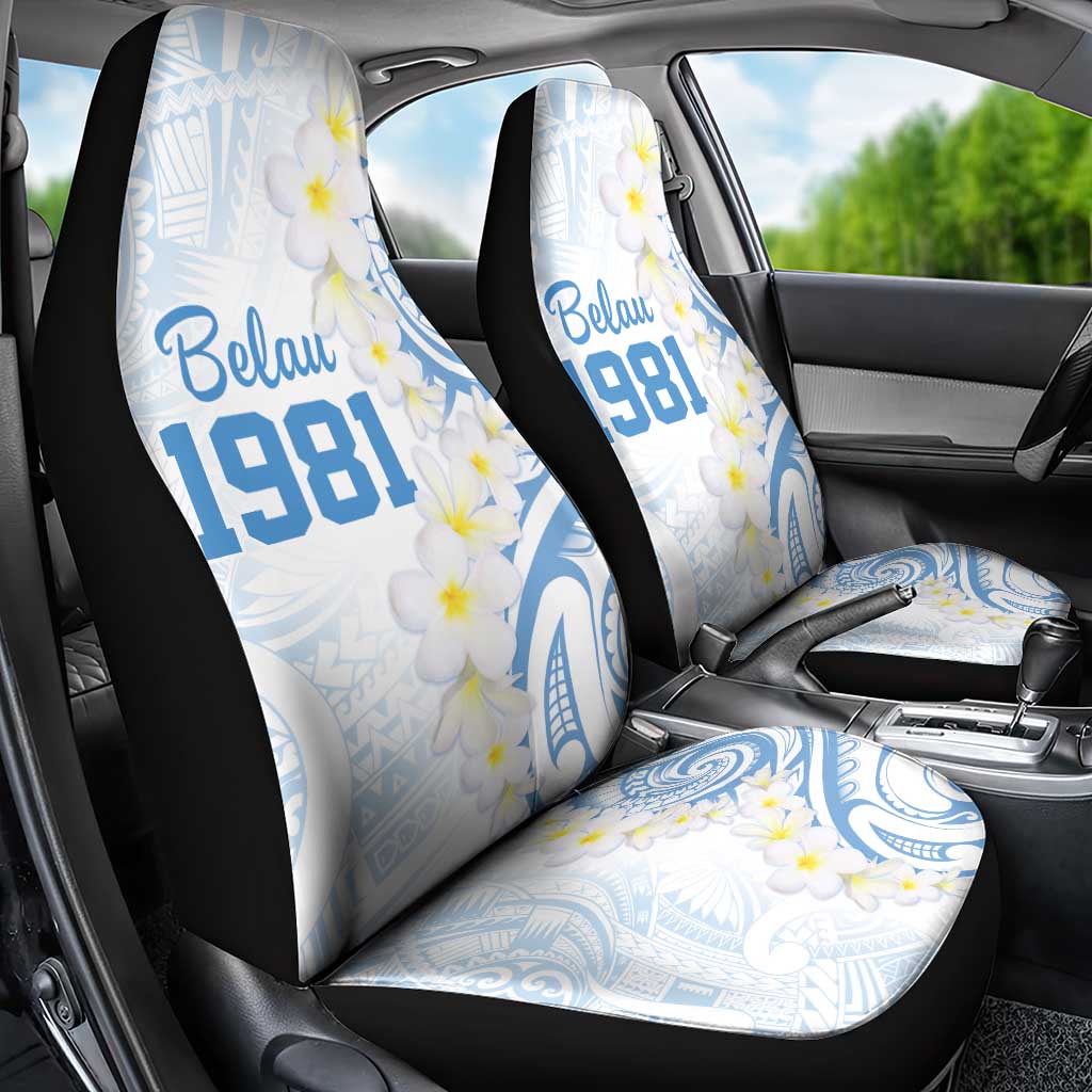 Palau 1981 Tribal Tattoo Car Seat Cover with Belau Plumeria Flowers LT9 - Polynesian Pride