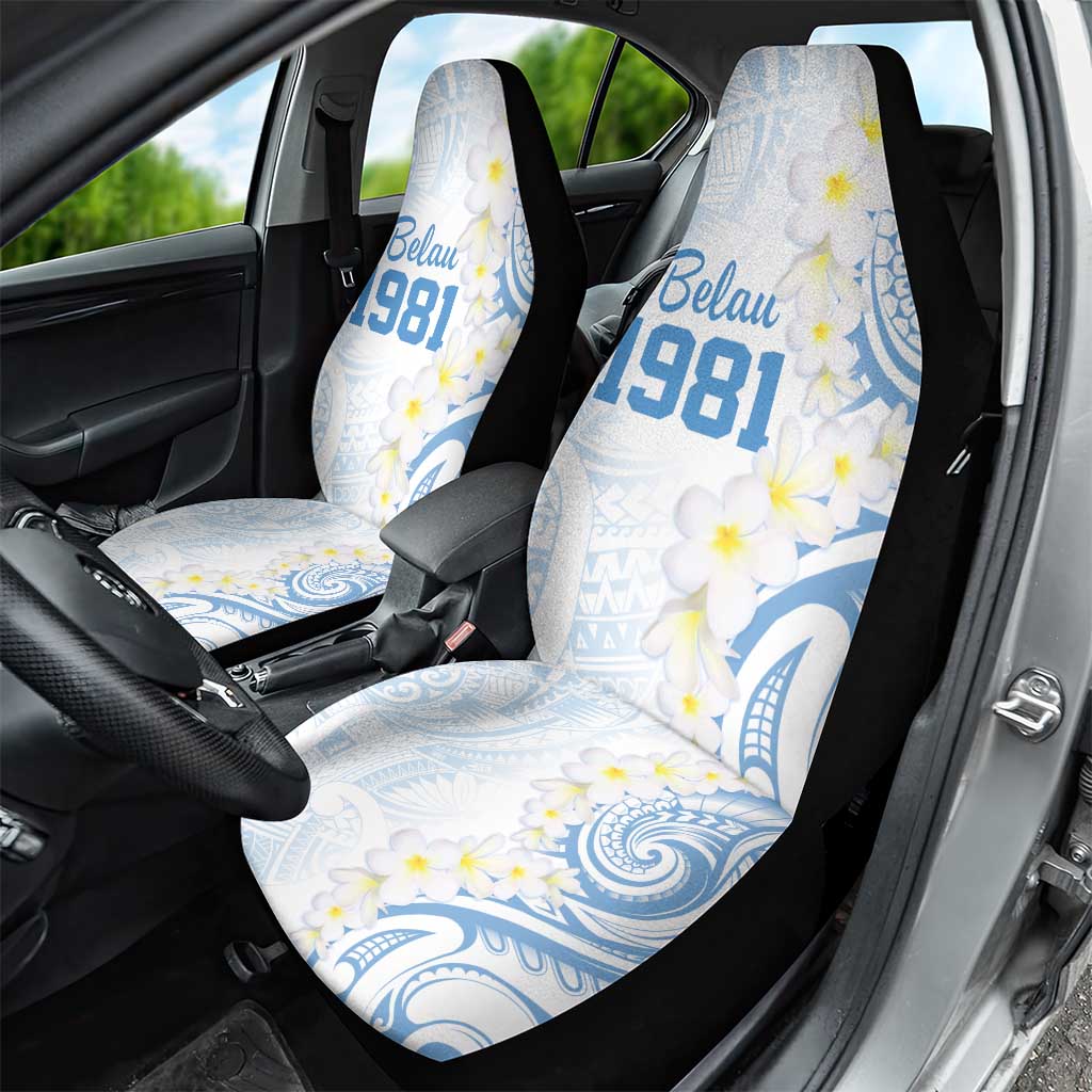 Palau 1981 Tribal Tattoo Car Seat Cover with Belau Plumeria Flowers LT9 - Polynesian Pride