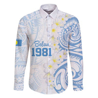 Palau 1981 Tribal Tattoo Family Matching Long Sleeve Bodycon Dress and Hawaiian Shirt with Belau Plumeria Flowers LT9 Dad's Shirt - Long Sleeve White - Polynesian Pride