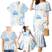 Palau 1981 Tribal Tattoo Family Matching Mermaid Dress and Hawaiian Shirt with Belau Plumeria Flowers LT9 - Polynesian Pride