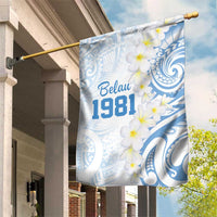 Palau 1981 Tribal Tattoo Garden Flag with Belau Plumeria Flowers LT9 House Flag White - Polynesian Pride