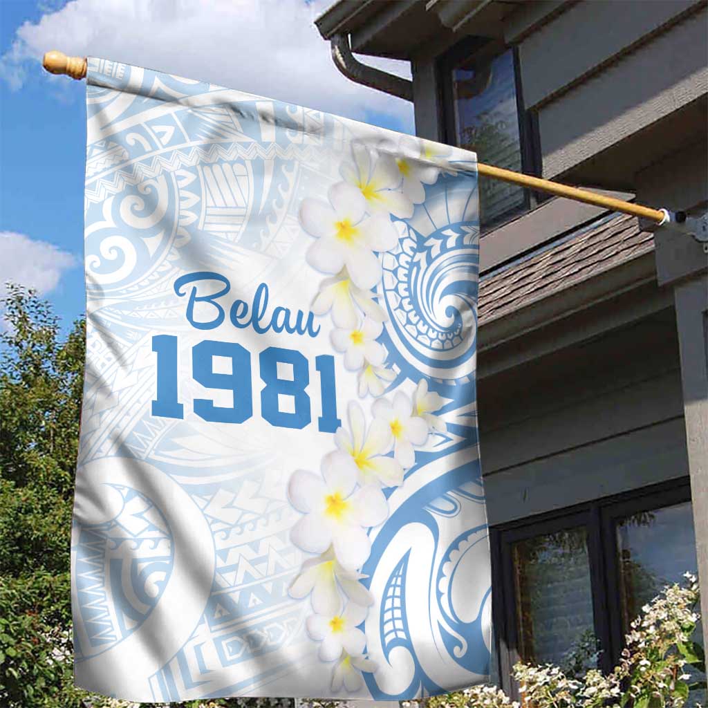 Palau 1981 Tribal Tattoo Garden Flag with Belau Plumeria Flowers LT9 - Polynesian Pride
