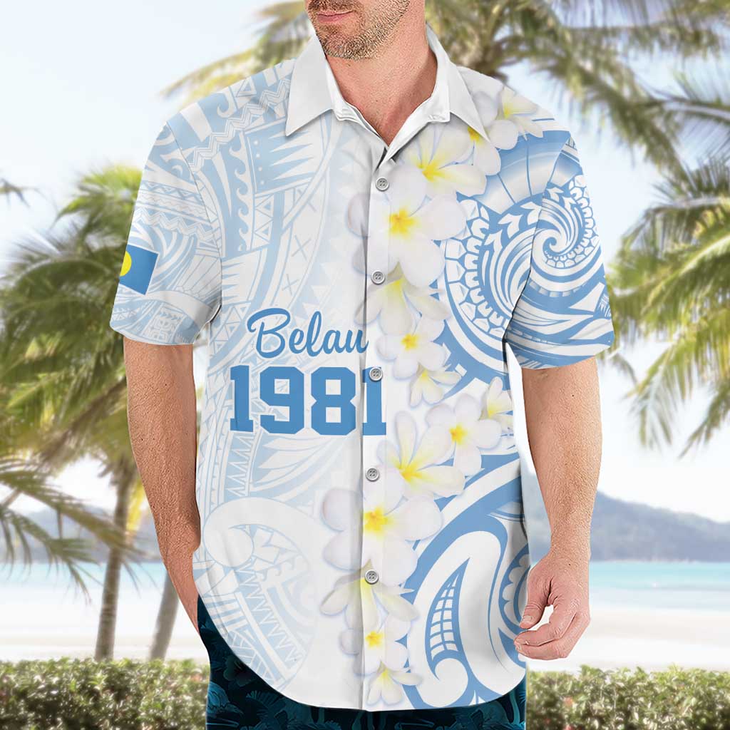Palau 1981 Tribal Tattoo Hawaiian Shirt with Belau Plumeria Flowers LT9 - Polynesian Pride