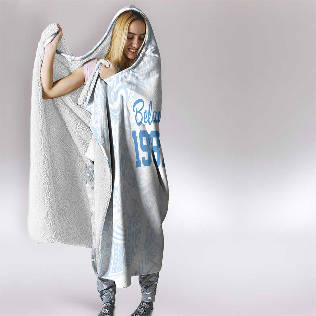 Palau 1981 Tribal Tattoo Hooded Blanket with Belau Plumeria Flowers LT9 - Polynesian Pride