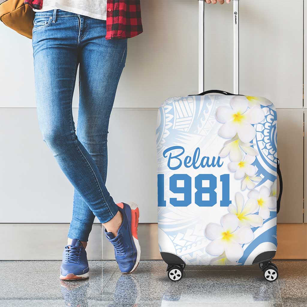 Palau 1981 Tribal Tattoo Luggage Cover with Belau Plumeria Flowers LT9 - Polynesian Pride