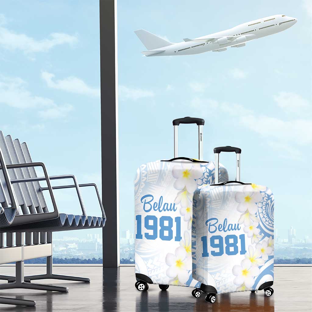 Palau 1981 Tribal Tattoo Luggage Cover with Belau Plumeria Flowers LT9 - Polynesian Pride