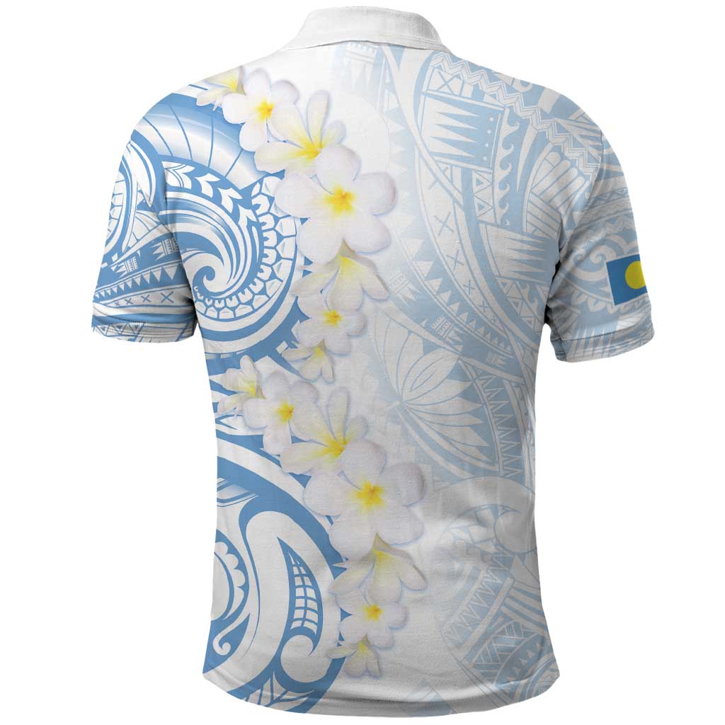 Palau 1981 Tribal Tattoo Polo Shirt with Belau Plumeria Flowers LT9 - Polynesian Pride