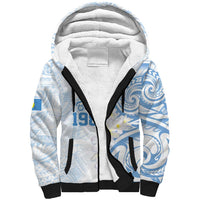 Palau 1981 Tribal Tattoo Sherpa Hoodie with Belau Plumeria Flowers LT9 Unisex White - Polynesian Pride