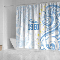 Palau 1981 Tribal Tattoo Shower Curtain with Belau Plumeria Flowers LT9 - Polynesian Pride
