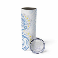 Palau 1981 Tribal Tattoo Skinny Tumbler with Belau Plumeria Flowers LT9 - Polynesian Pride