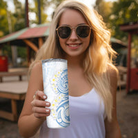 Palau 1981 Tribal Tattoo Skinny Tumbler with Belau Plumeria Flowers LT9 - Polynesian Pride