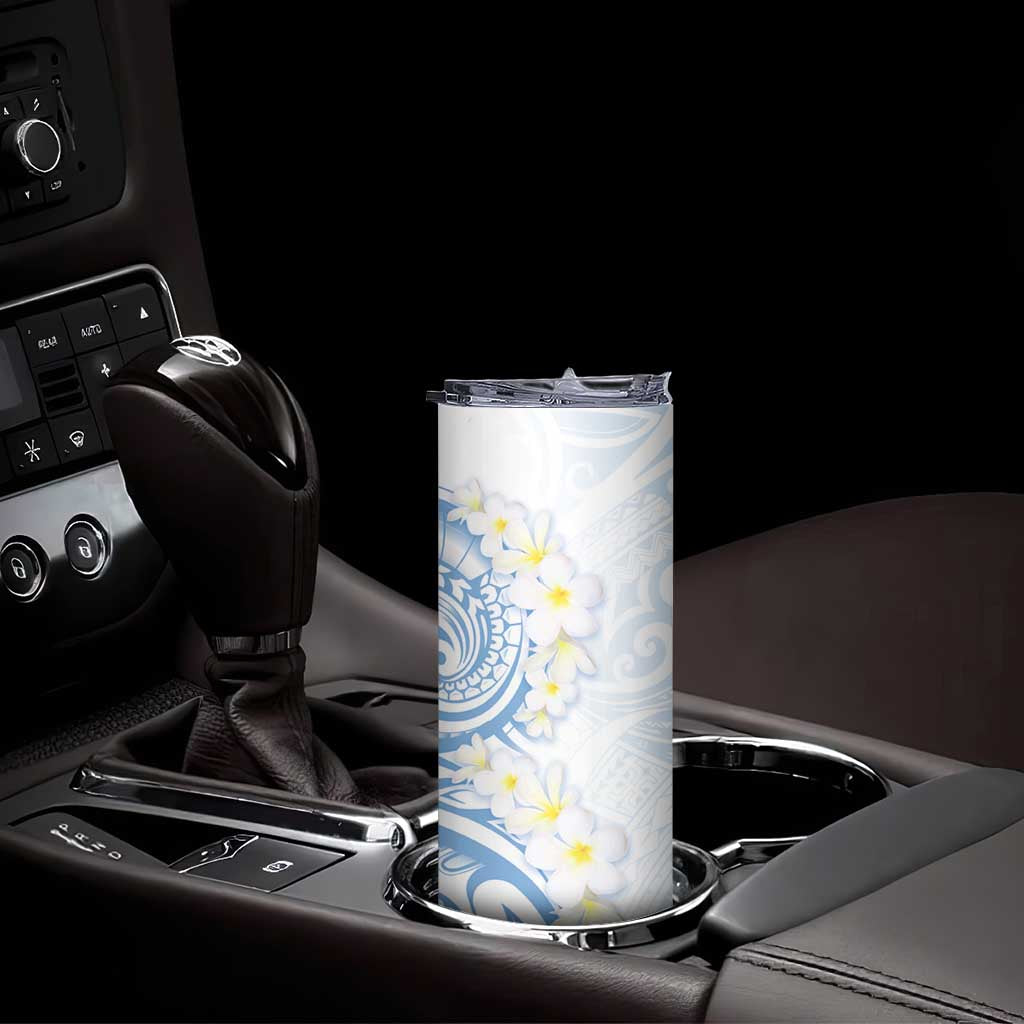Palau 1981 Tribal Tattoo Skinny Tumbler with Belau Plumeria Flowers LT9 - Polynesian Pride