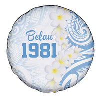 Palau 1981 Tribal Tattoo Spare Tire Cover with Belau Plumeria Flowers LT9 - Polynesian Pride