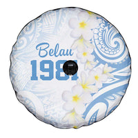 Palau 1981 Tribal Tattoo Spare Tire Cover with Belau Plumeria Flowers LT9 - Polynesian Pride