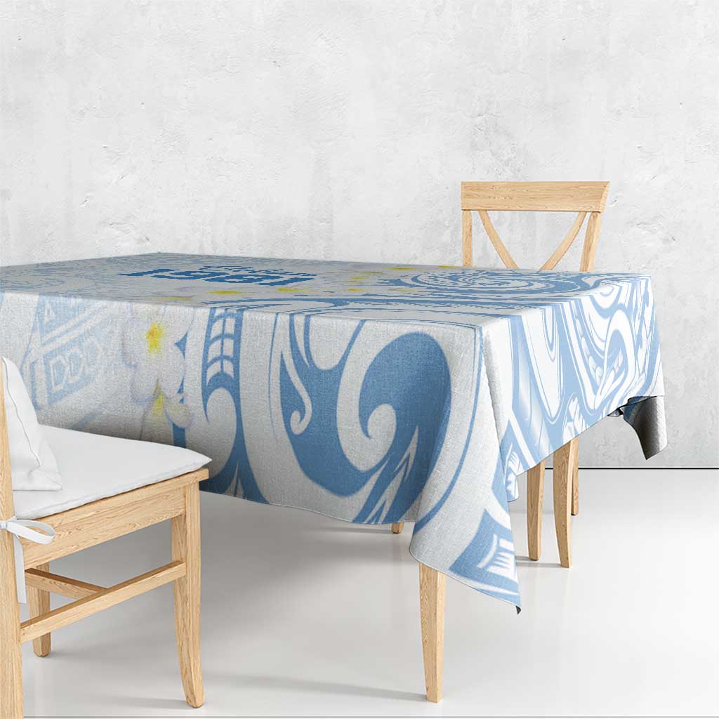Palau 1981 Tribal Tattoo Tablecloth with Belau Plumeria Flowers