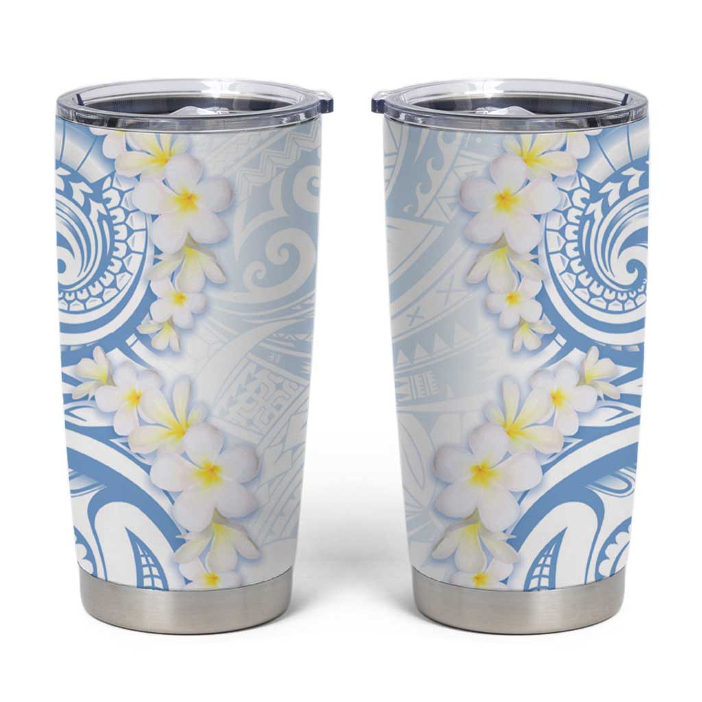 Palau 1981 Tribal Tattoo Tumbler Cup with Belau Plumeria Flowers LT9 White - Polynesian Pride