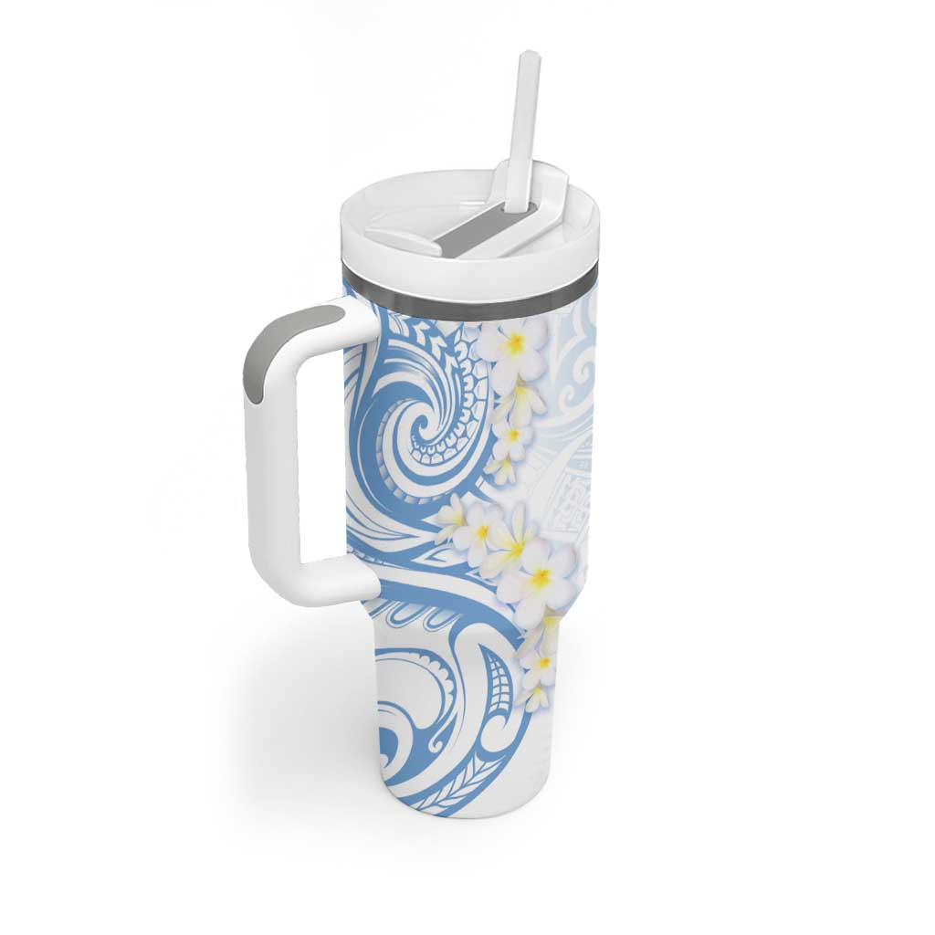 Palau 1981 Tribal Tattoo Tumbler With Handle with Belau Plumeria Flowers LT9 - Polynesian Pride