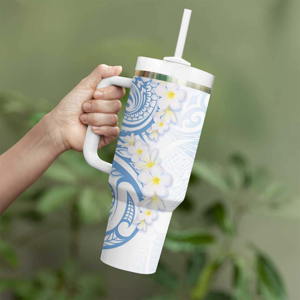 Palau 1981 Tribal Tattoo Tumbler With Handle with Belau Plumeria Flowers LT9 - Polynesian Pride
