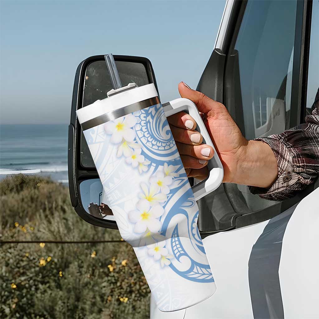 Palau 1981 Tribal Tattoo Tumbler With Handle with Belau Plumeria Flowers LT9 - Polynesian Pride