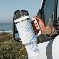Palau 1981 Tribal Tattoo Tumbler With Handle with Belau Plumeria Flowers LT9 - Polynesian Pride
