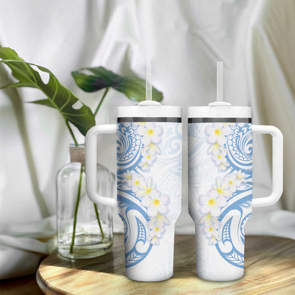 Palau 1981 Tribal Tattoo Tumbler With Handle with Belau Plumeria Flowers LT9 - Polynesian Pride