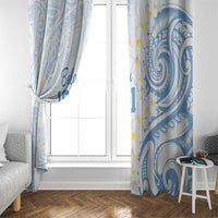 Palau 1981 Tribal Tattoo Window Curtain with Belau Plumeria Flowers