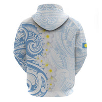 Palau 1981 Tribal Tattoo Zip Hoodie with Belau Plumeria Flowers LT9 - Polynesian Pride
