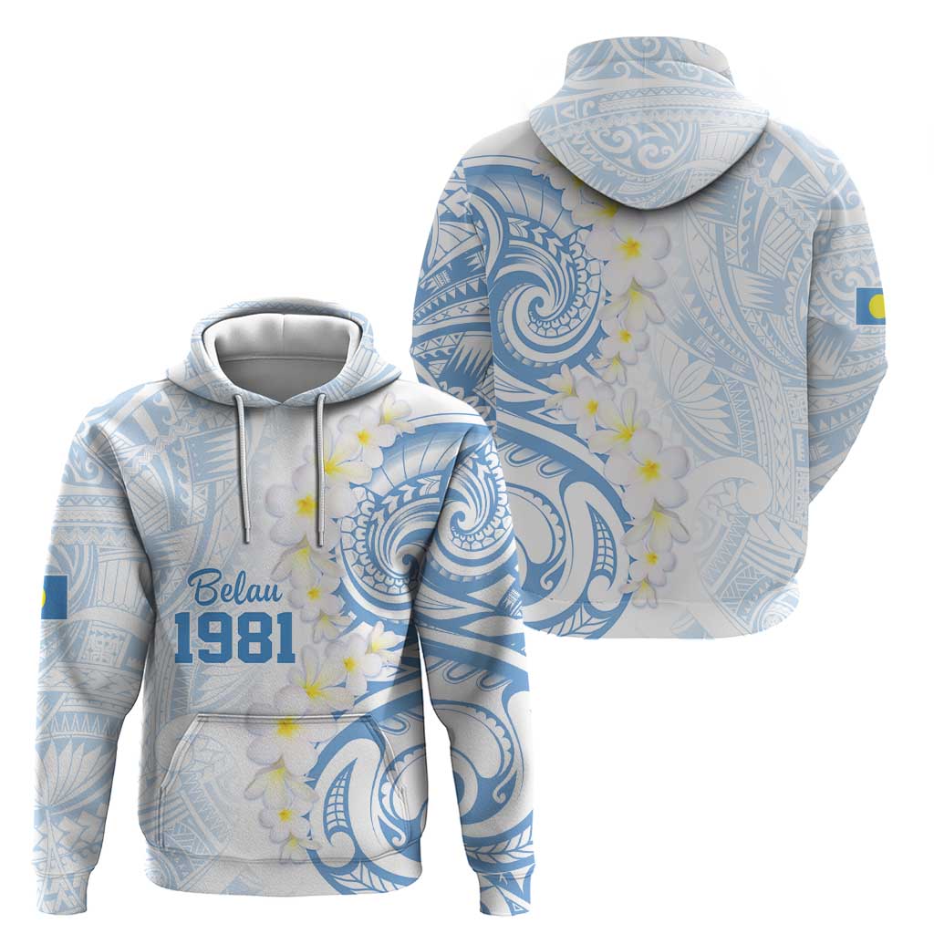 Palau 1981 Tribal Tattoo Zip Hoodie with Belau Plumeria Flowers LT9 - Polynesian Pride