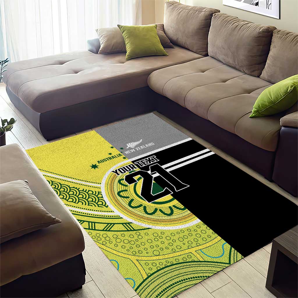 Custom Cricket AUNZ Spirit Area Rug Aussie New Zealand Retro Edition - Polynesian Pride