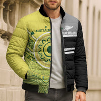 Custom Cricket AUNZ Spirit Bomber Puffer Jacket Aussie New Zealand Retro Edition - Polynesian Pride