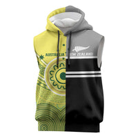 Custom Cricket AUNZ Spirit Sleeveless Hoodie Aussie New Zealand Retro Edition LT9 Black - Polynesian Pride