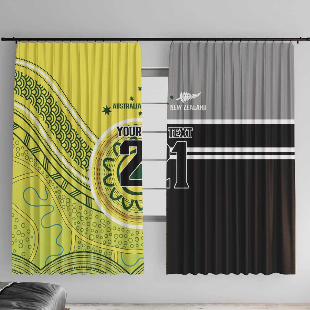 Custom Cricket AUNZ Spirit Window Curtain Aussie New Zealand Retro Edition - Polynesian Pride