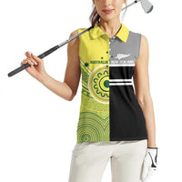 Custom Cricket AUNZ Spirit Women Sleeveless Polo Shirt Aussie New Zealand Retro Edition LT9 - Polynesian Pride
