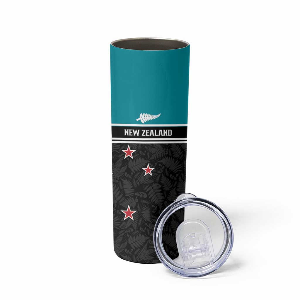Custom NZ Cricket Pride Skinny Tumbler Silver Fern Fan Supporter Apparel - Polynesian Pride
