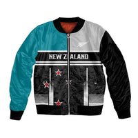 Custom NZ Cricket Pride Sleeve Zip Bomber Jacket Silver Fern Fan Supporter Apparel LT9 Unisex Black - Polynesian Pride