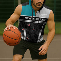 Custom NZ Cricket Pride Sleeveless Zip Hoodie Silver Fern Fan Supporter Apparel - Polynesian Pride