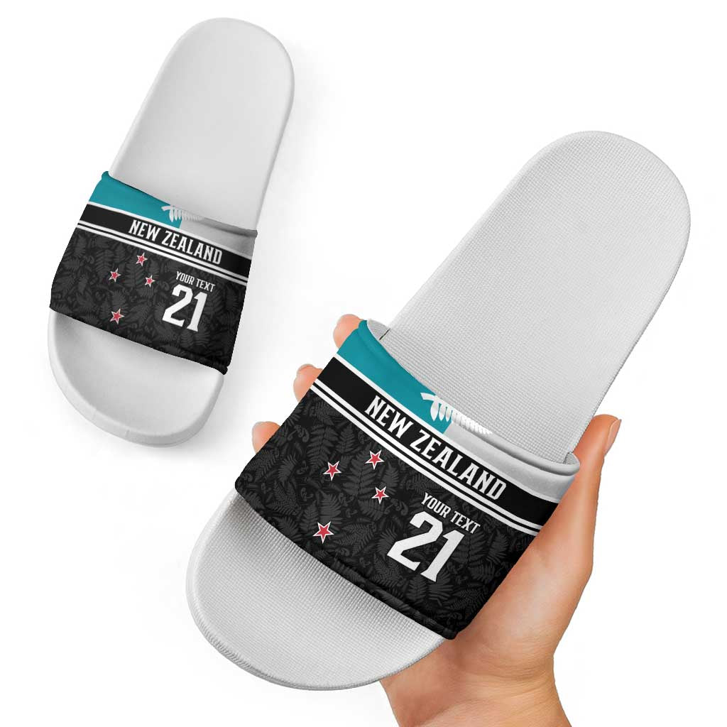 Custom NZ Cricket Pride Slide Sandals Silver Fern Fan Supporter Apparel - Polynesian Pride