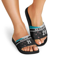 Custom NZ Cricket Pride Slide Sandals Silver Fern Fan Supporter Apparel - Polynesian Pride