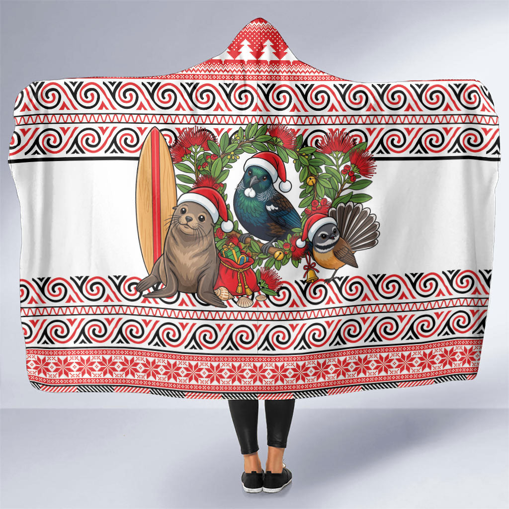 New Zealand Animal Christmas Hooded Blanket Maori Inspired Kowhaiwhai Patterns