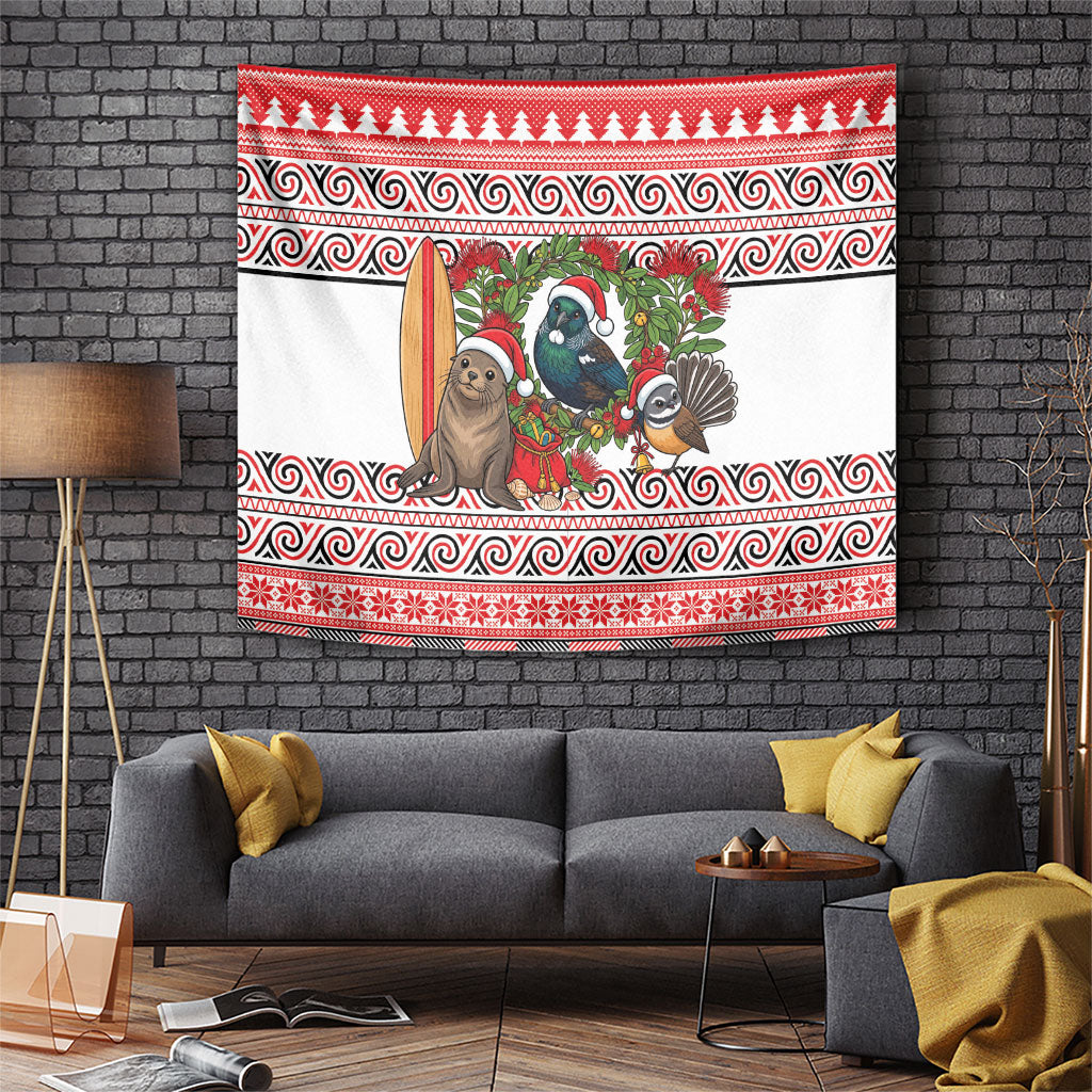 New Zealand Animal Christmas Tapestry Maori Inspired Kowhaiwhai Patterns LT9 Red - Polynesian Pride