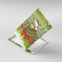 New Zealand Kakapo Christmas Canvas Wall Art Maori Inspired Knitted Patterns LT9 With Frame Green - Polynesian Pride