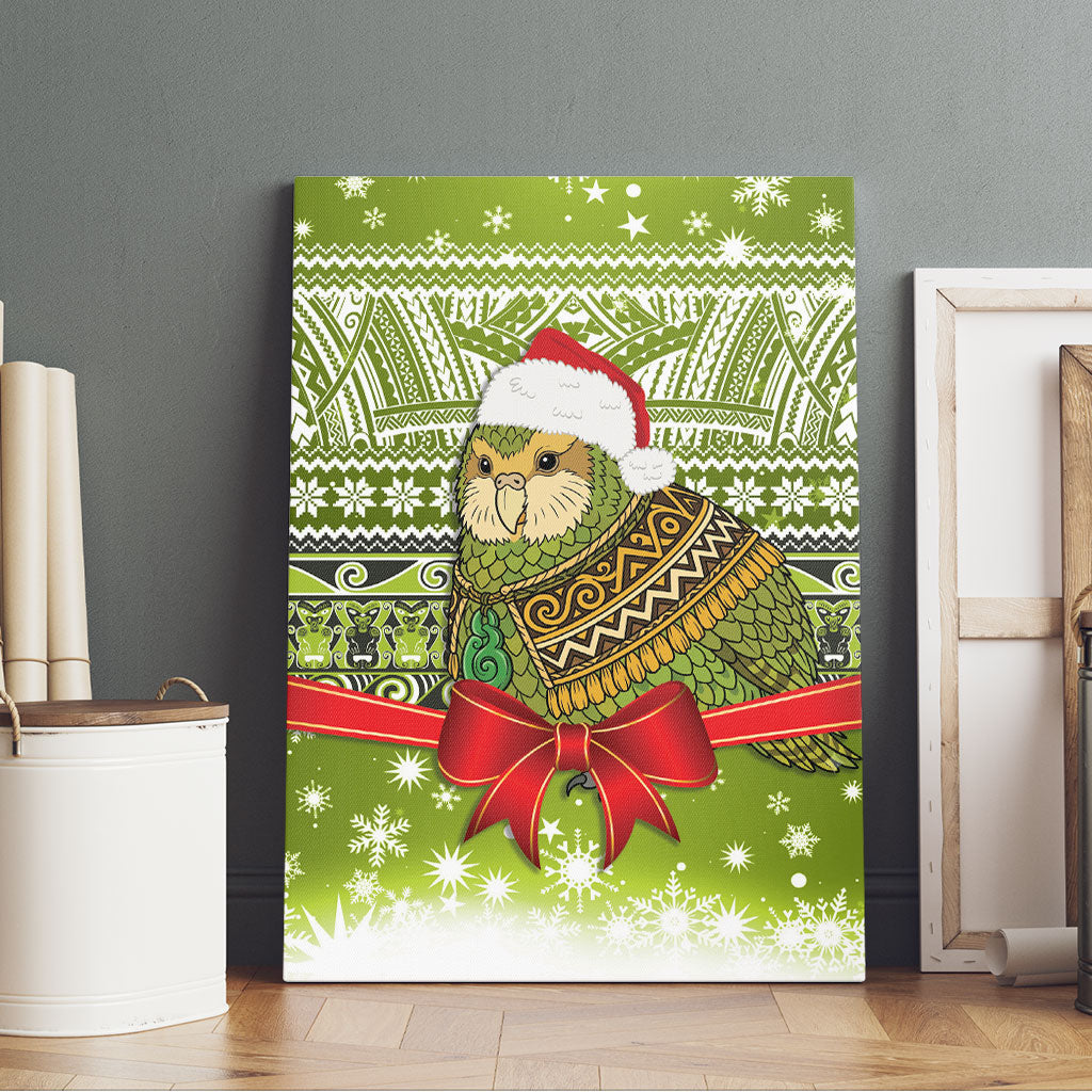 New Zealand Kakapo Christmas Canvas Wall Art Maori Inspired Knitted Patterns LT9 - Polynesian Pride